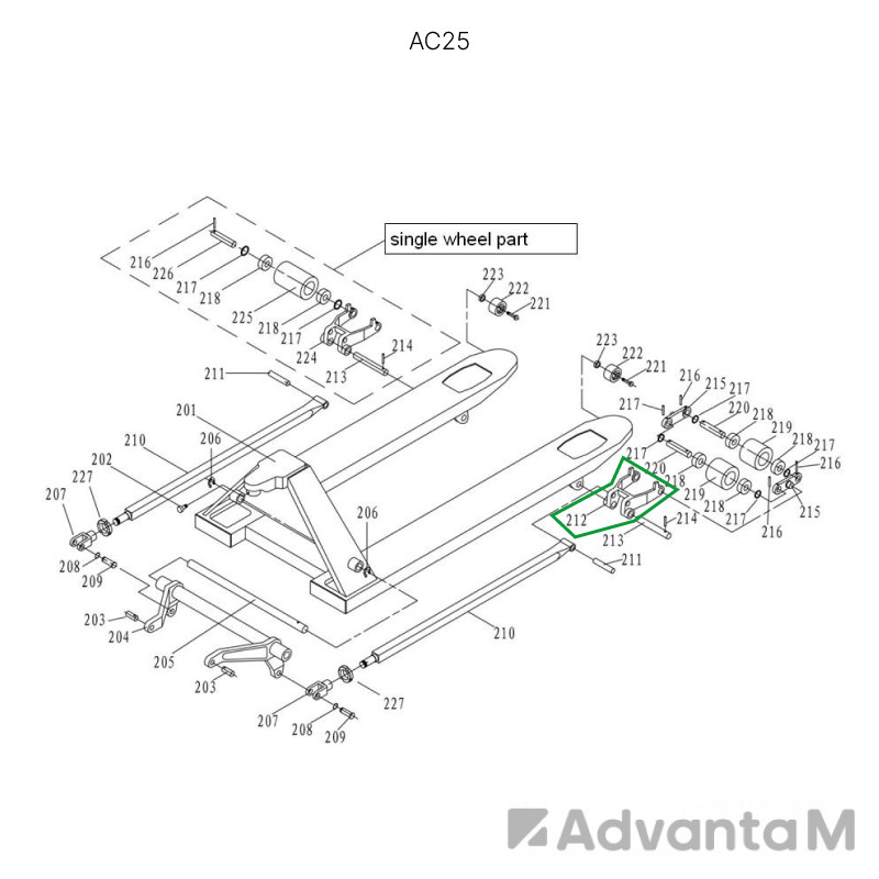 Рычаг силового блока для гидравлических тележек AC25  - 1